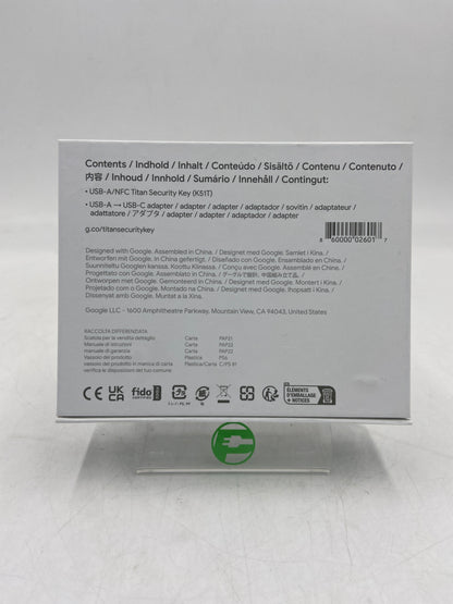 New Open Box Google Google Cloud Titan Security Key Security Key K51T T2