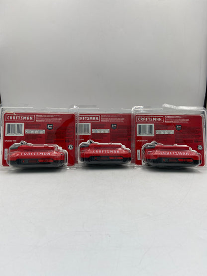 New Craftsman Lot of 3 2.0 Ah Lithium Ion Battery Rechargeable Power Tool Battery CMCB202-HPG