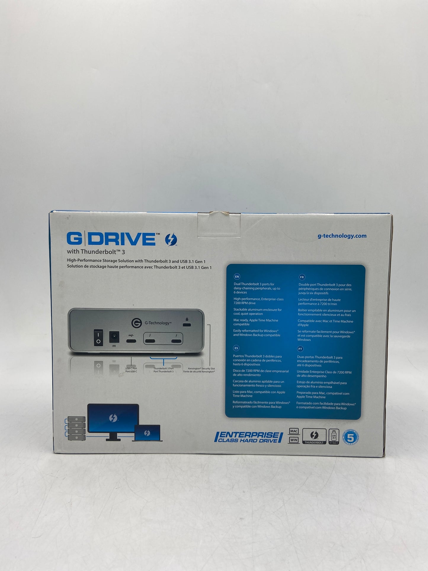 New G-Technology G-Drive Thunderbolt 3 12TB / 12000GB Silver High Performance External  Hard Drive 0G05383