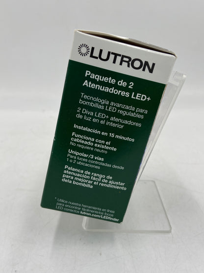 New Lutron LED + Dimmer 2 Pack Single Pole/3-Way Light Dimmer DVCL-153P-WH-2