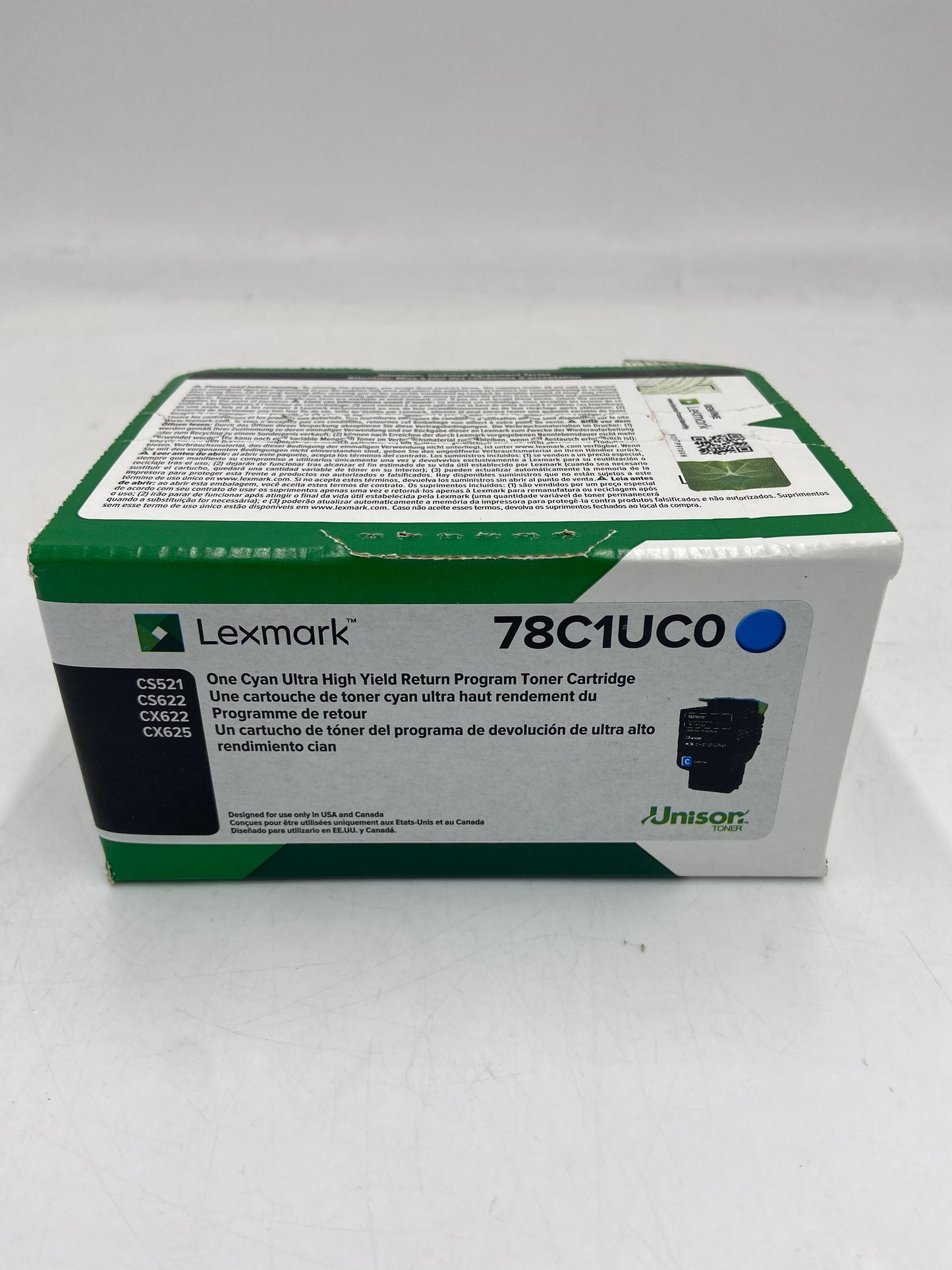 New Lexmark 78C1UC0 Cyan Toner Cartridge CS521