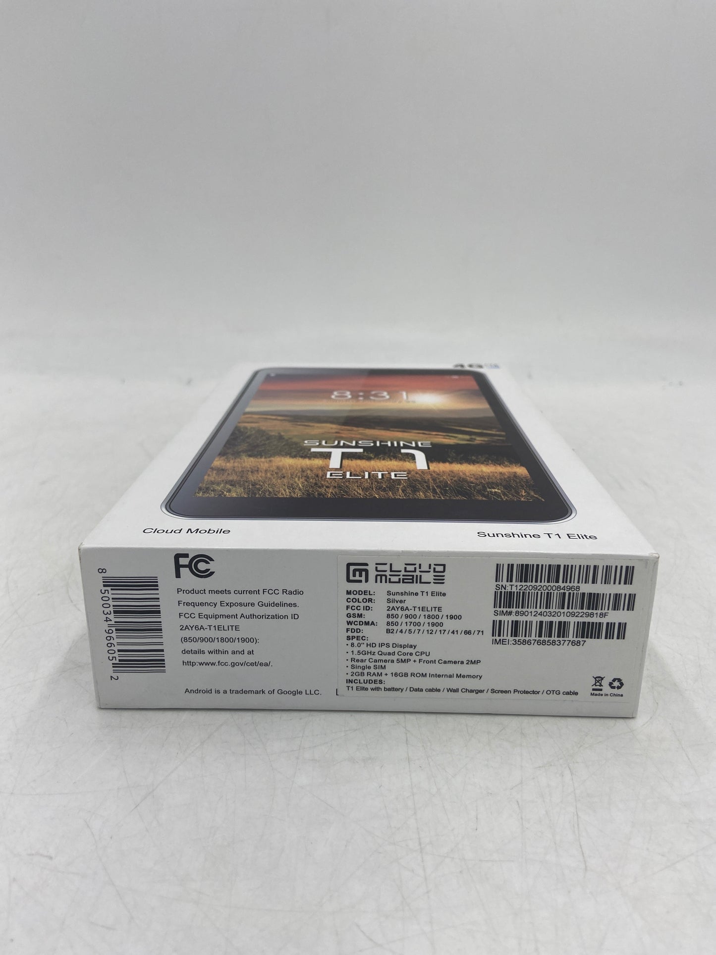 New Open Box Cloud Factory Unlocked Sunshine T1 Elite 4G 16GB 2GB RAM8" Silver Android Tablet T1