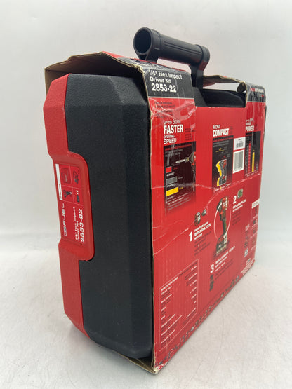 New Milwaukee 2853-22 M18 18V 1/4" Hex Impact Driver Power Tool Kit