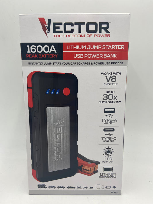 New VECTOR SS16lv JUMPER 1600A Lithium USB Power Bank &amp; Jump Starter SS16LV