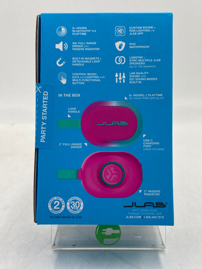 New JLAB POP PARTY (Pink) Ultra-Portable Wireless Speaker SBPOPRPNK123