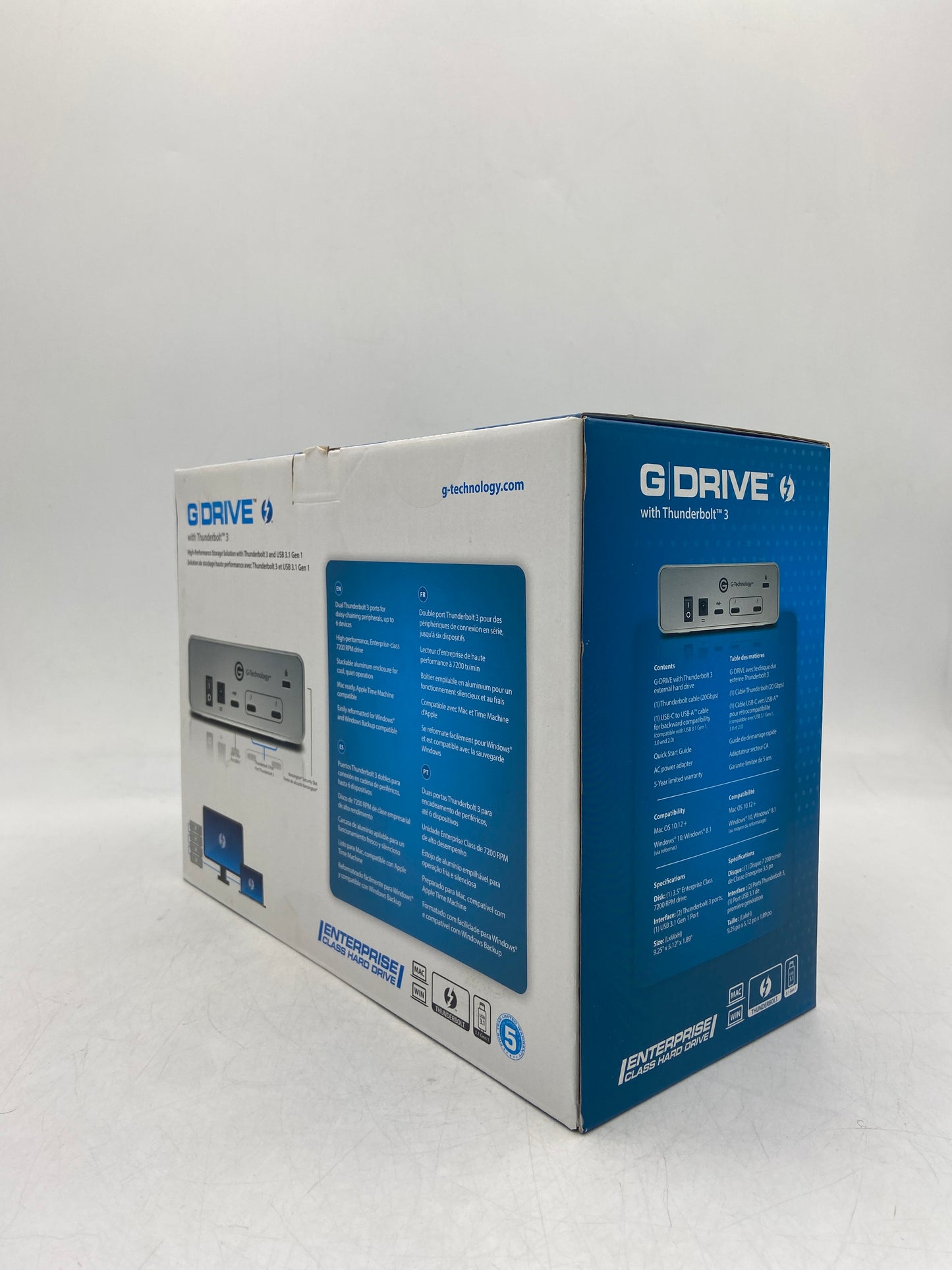 New G-Technology G-Drive Thunderbolt 3 12TB / 12000GB Silver High Performance External  Hard Drive 0G05383
