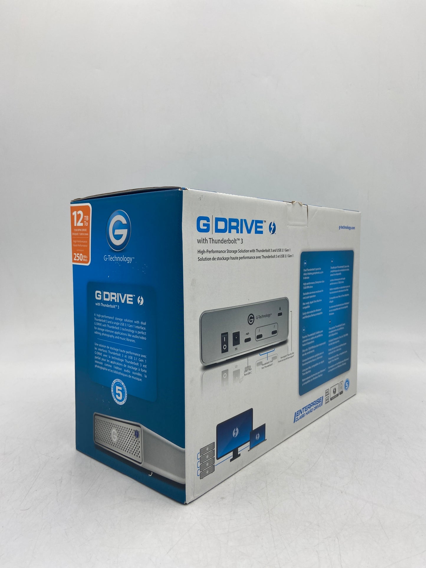 New G-Technology G-Drive Thunderbolt 3 12TB / 12000GB Silver High Performance External  Hard Drive 0G05383