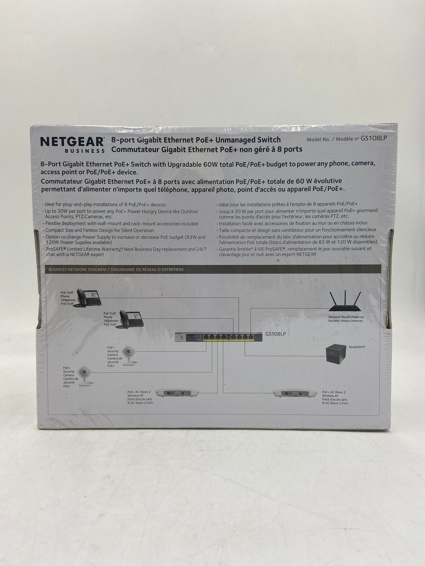 New Netgear 8-Port Gigabit Ethernet PoE+ Unmanaged Ethernet Switch GS108LP