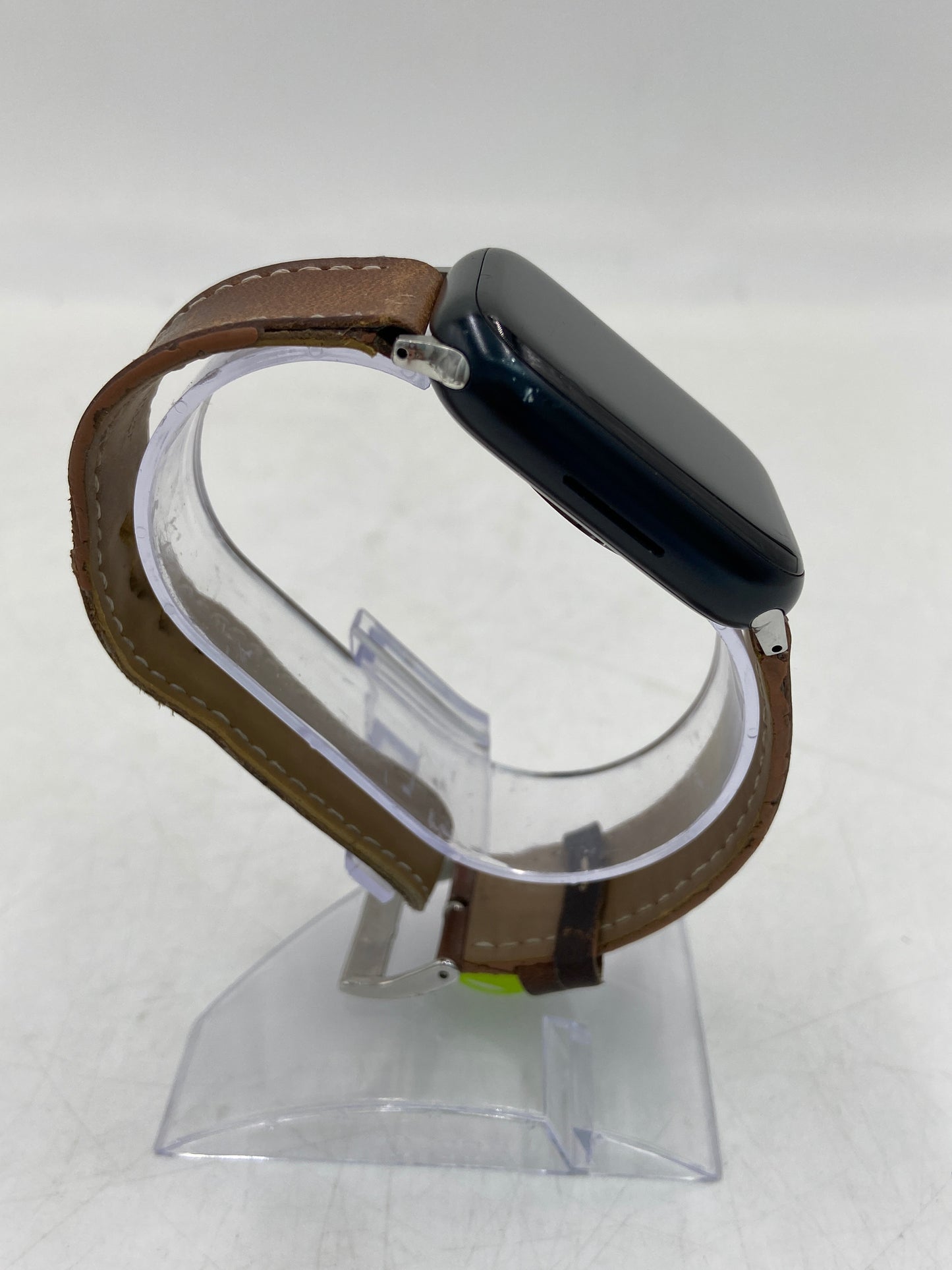 GPS Only Apple Watch Series 8 41MM Midnight Aluminum Brown Leather Band A2271