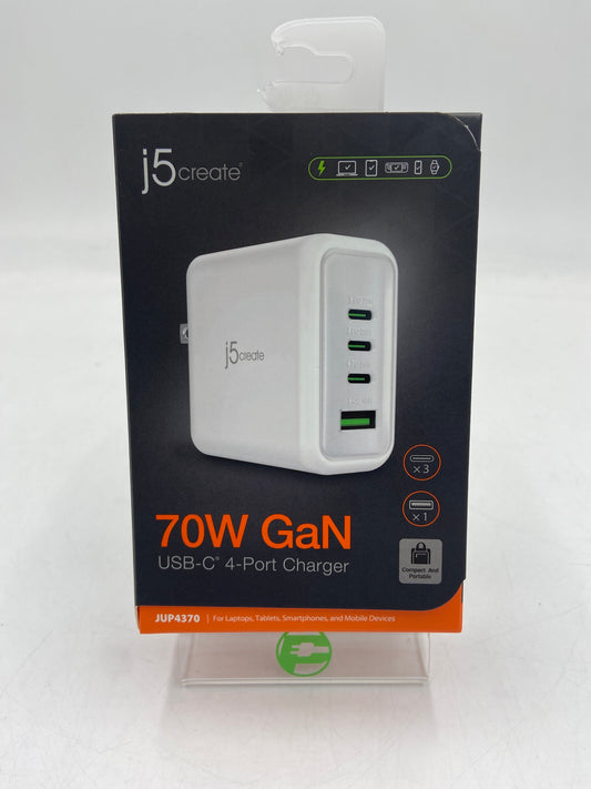 New J5 CREATE 70W GaN USB-C 4-Port Charger JUP4370