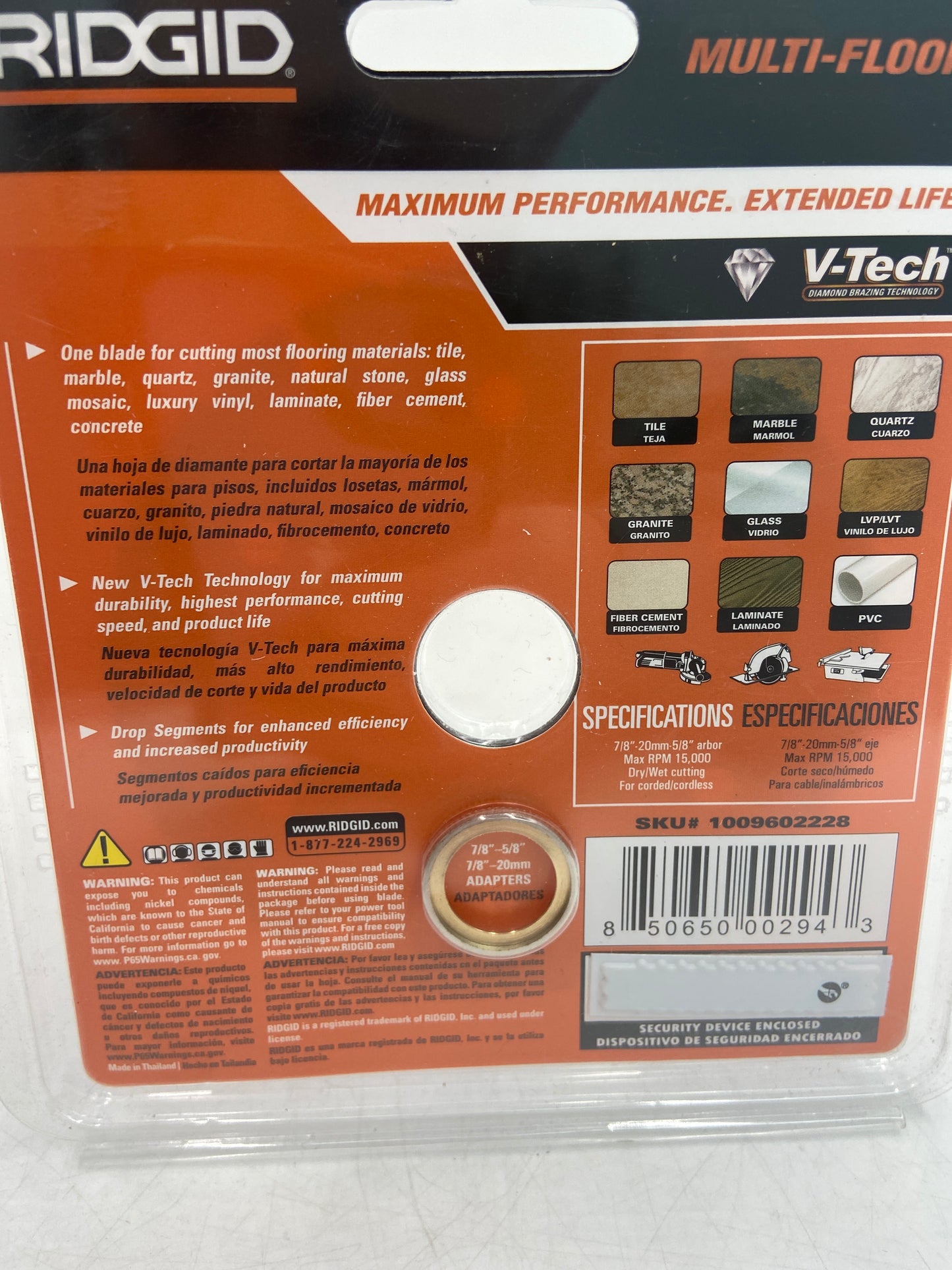 New Rigid 4" V-Tech Multi-Floor Diamond Blade Saw Blade 1009602228