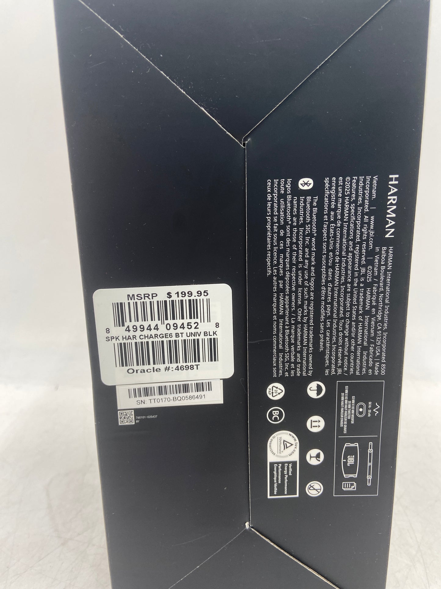 New JBL Charge 6 Portable Waterproof Bluetooth Speaker Black JBLCHARGE6BLKAM