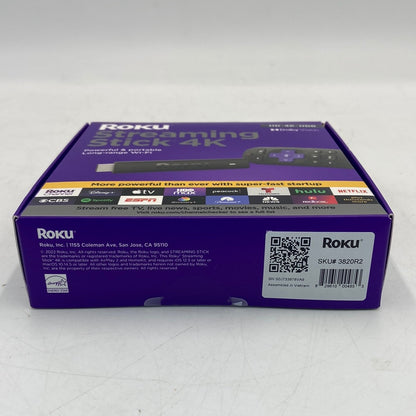 New Open Box Roku Streaming Stick 4K HD HDR TV Wifi Device with Voice Remote 3820R2