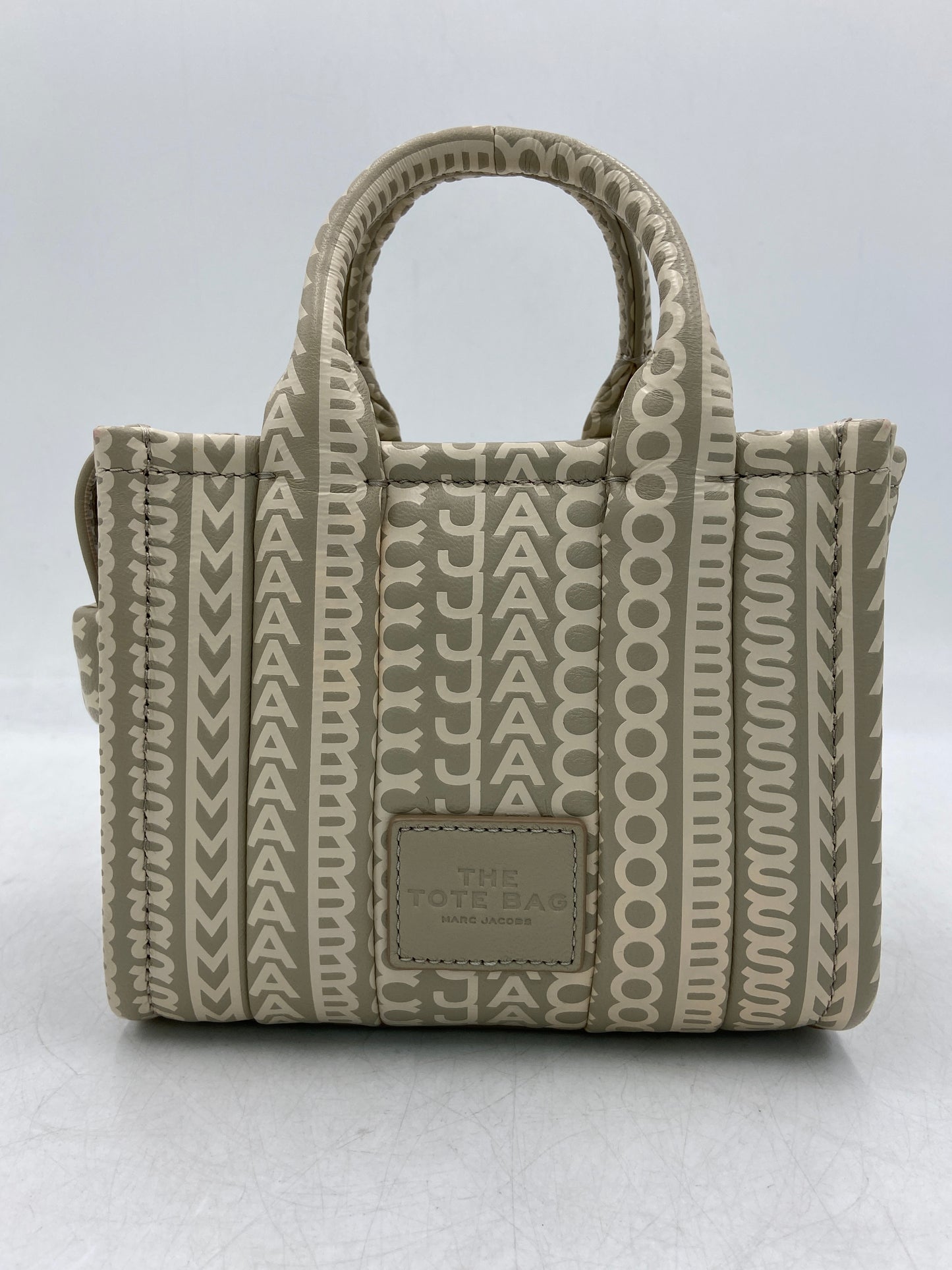 New Marc Jacobs The Tote Bag - Monogram Women's Grey / Khaki Lamb Leather Small Tote Bag Women's Small Tote Bag