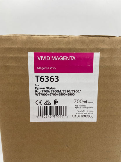New Epson T6363 Vivid Magenta 700ml EXP 2020 Ink Cartridge for Epson Stylus Pro C13T636300