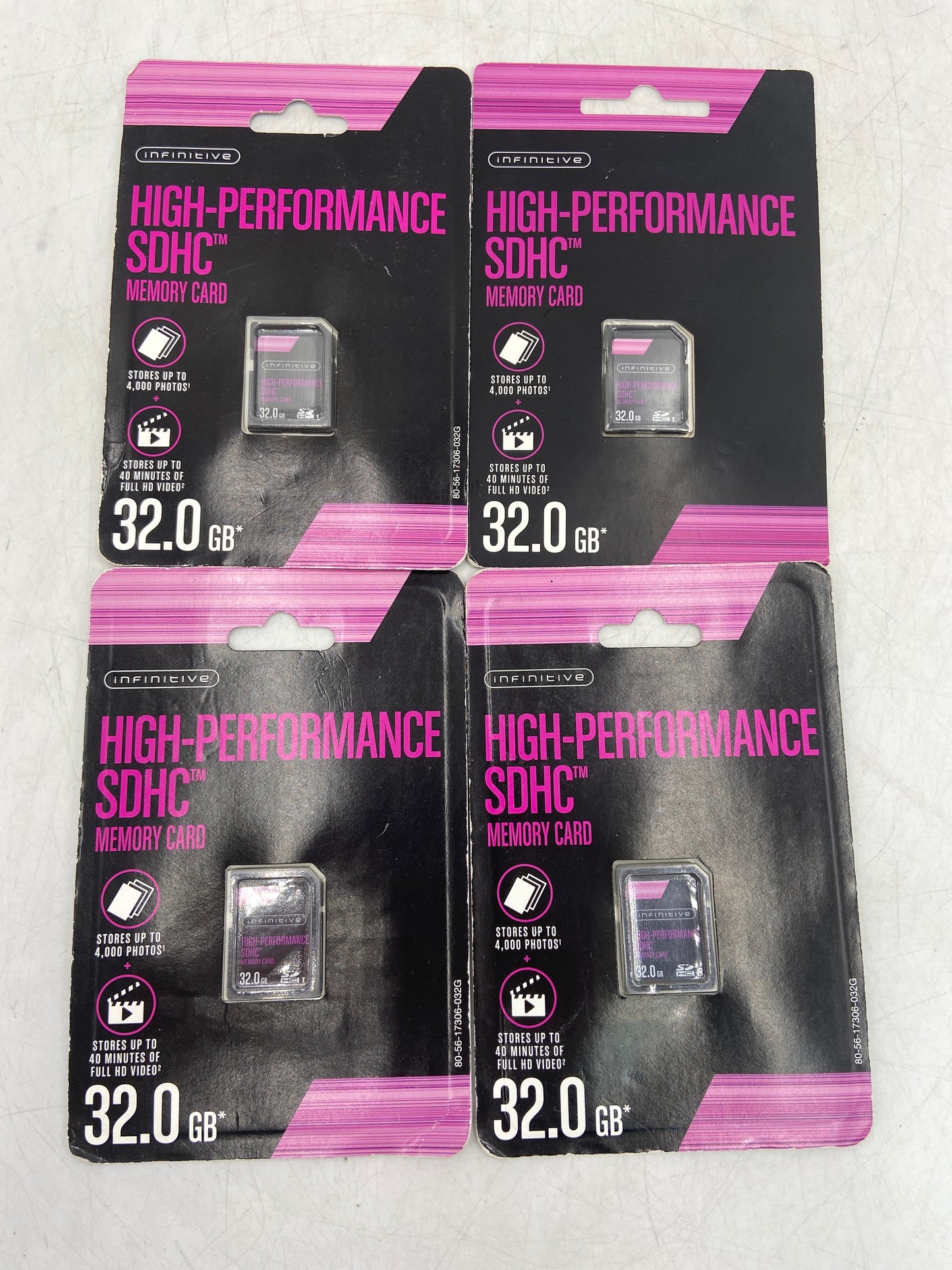 New Infinitive Lot of 4 - 32GB High-Performance SDHC Memory Card Memory Card