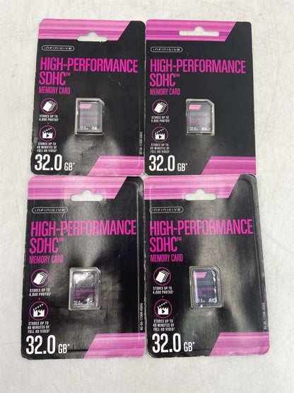 New Infinitive Lot of 4 - 32GB High-Performance SDHC Memory Card Memory Card