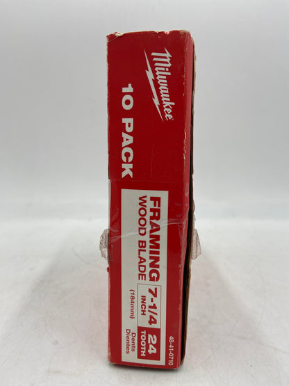 New Milwaukee 48-41-0710 7-1/4 Inch 24 Tooth Framing Wood Blade 10 Pack