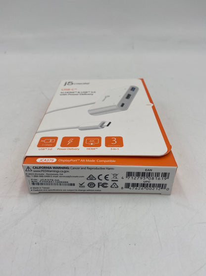 New J5 CREATE USB-C USB-C To HDMI & USB 3.0 With Power Delivery JCA379