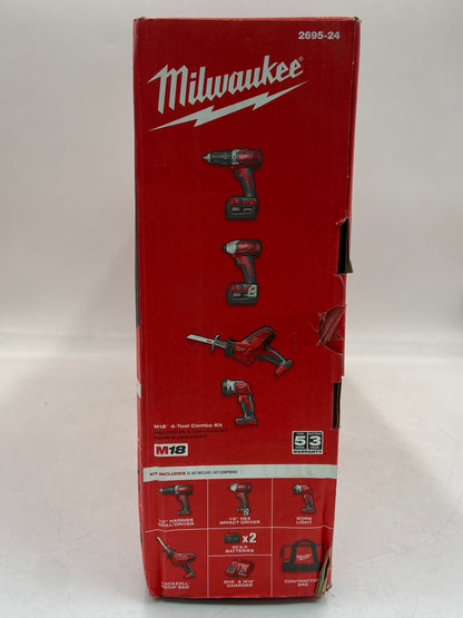 New Milwaukee 2695-24 M18 18V M18 4-Tool Combo Kit