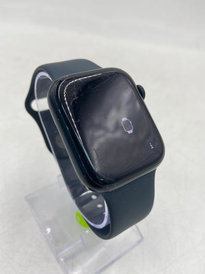 Unlocked Apple Watch Series 7 45MM Black Aluminum Midnight Sport Band A2477