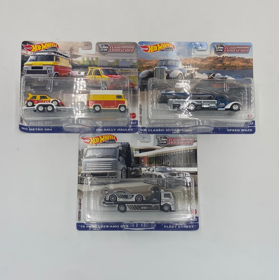 New Hot Wheels Team Transport MG Metro AMG GT3 Hydroplane Set 3/3 #47 #48 #49