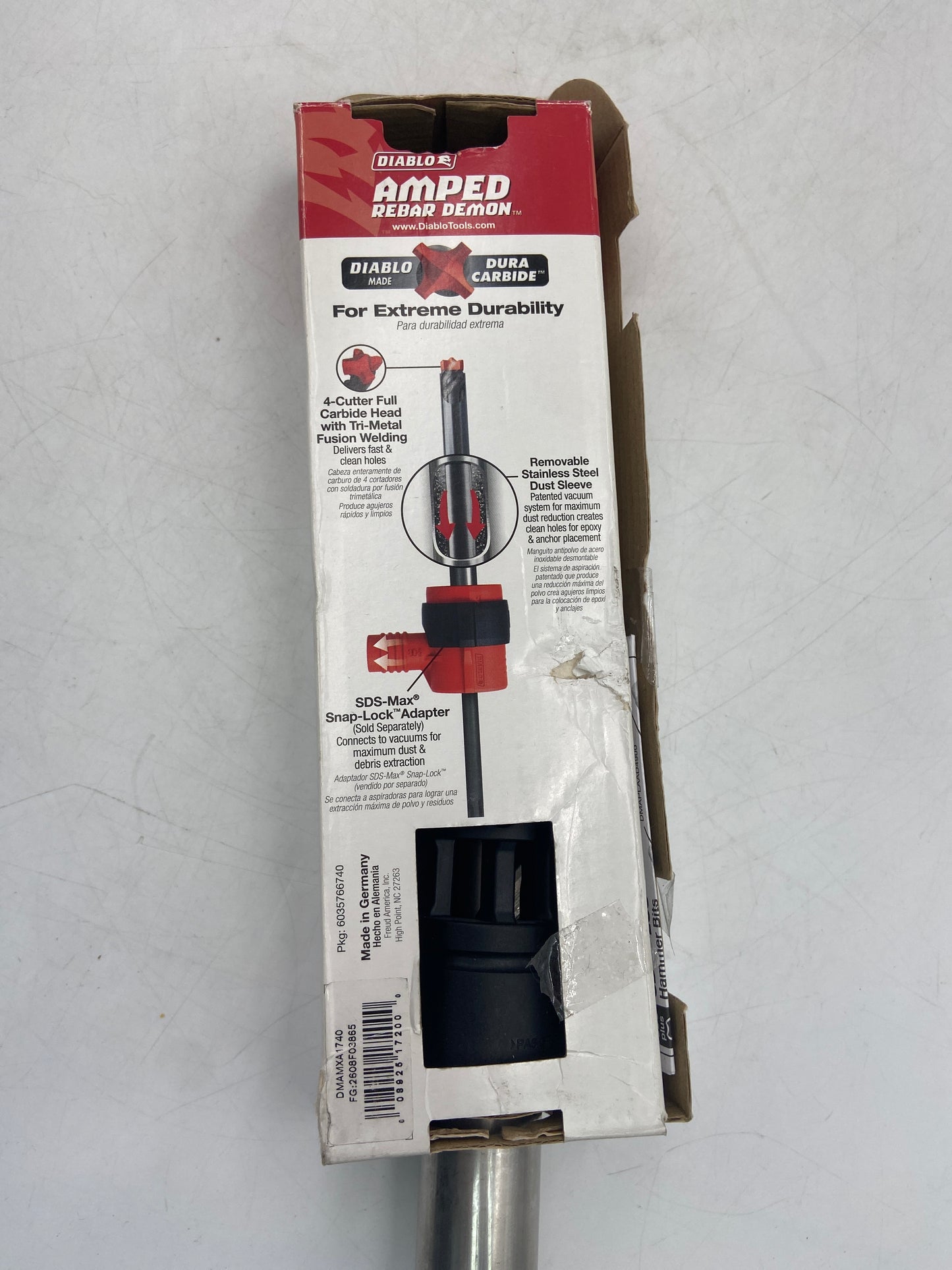 New Diablo Amped Rebar Demon 4 Cutter Full Carbide Head Vacuum Hammer Drill Bit 