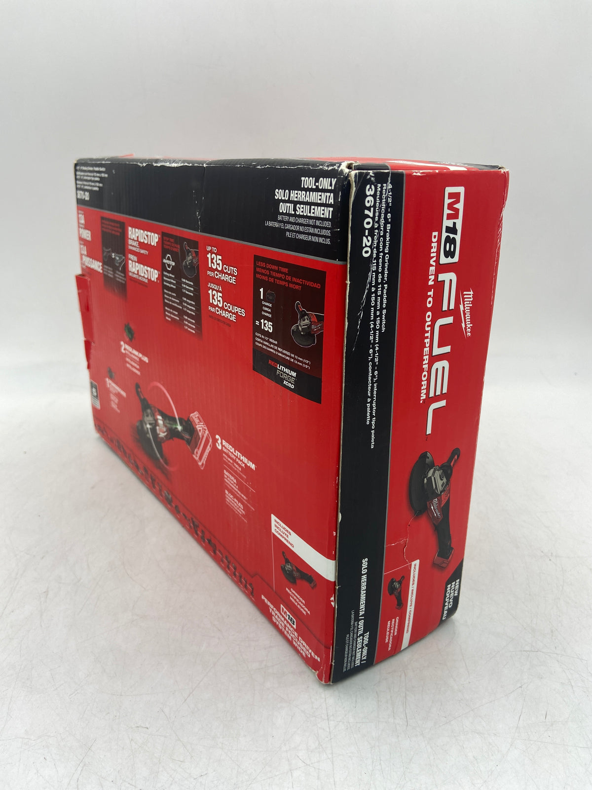 New Milwaukee 3670-20 M18 18V 4-1/2"-6" Braking Grinder, Paddle Switch Power Tool Only