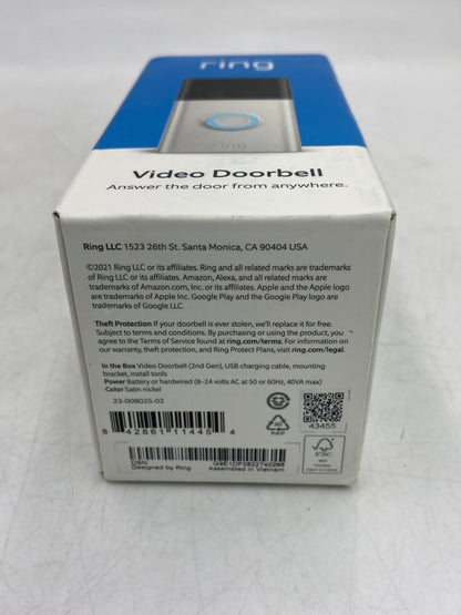 New Ring Video Doorbell Satin Nickel Home Surveillance Camera 23-009025-02