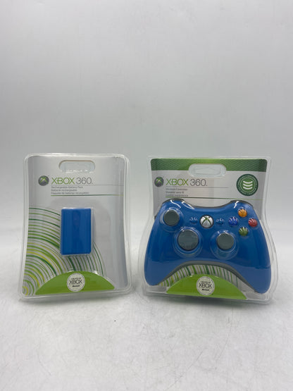 New Xbox  360 Original Controller With Battery Pack B4F-00040, B4U-00021 Blue
