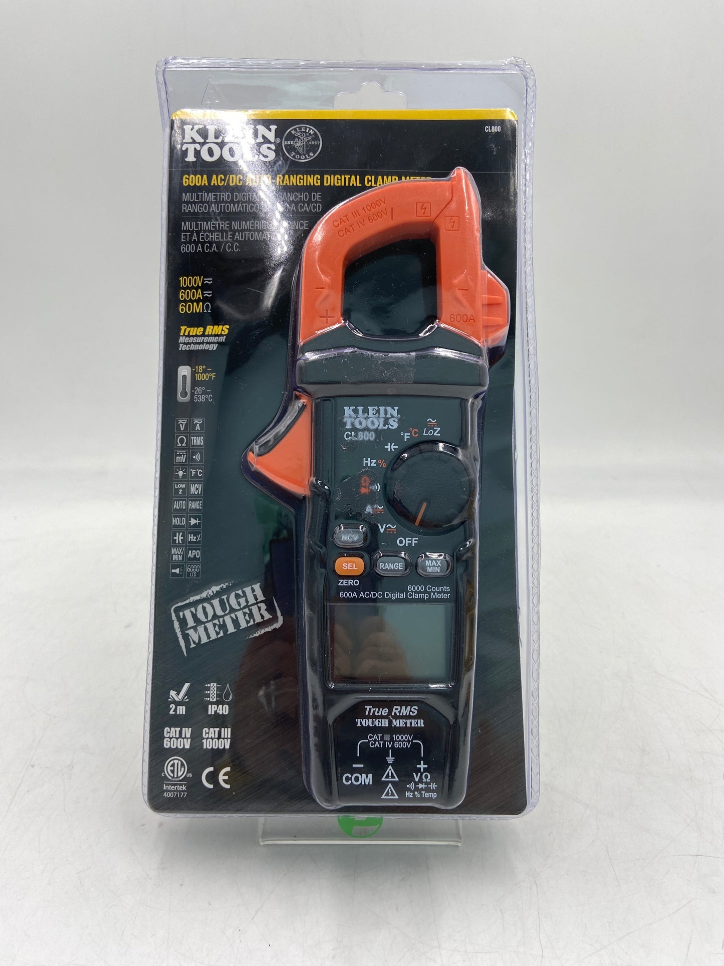 New KLEIN TOOLS 600AC/DC Auto-Ranging Digital Clamp Meter Multimeter CL800