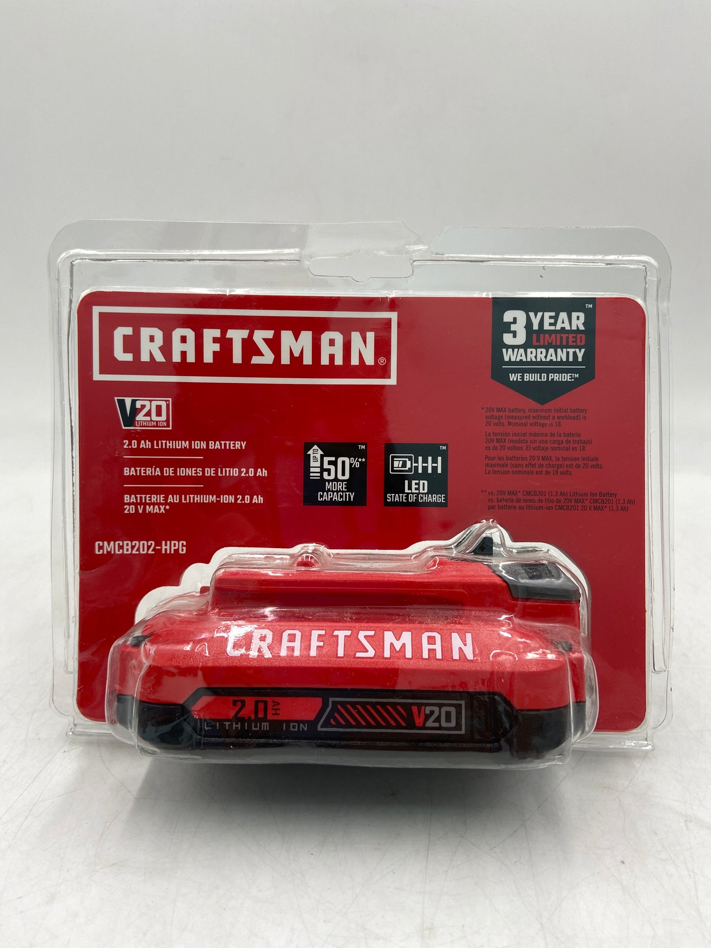 New Craftsman Lot of 3 2.0 Ah Lithium Ion Battery Rechargeable Power Tool Battery CMCB202-HPG