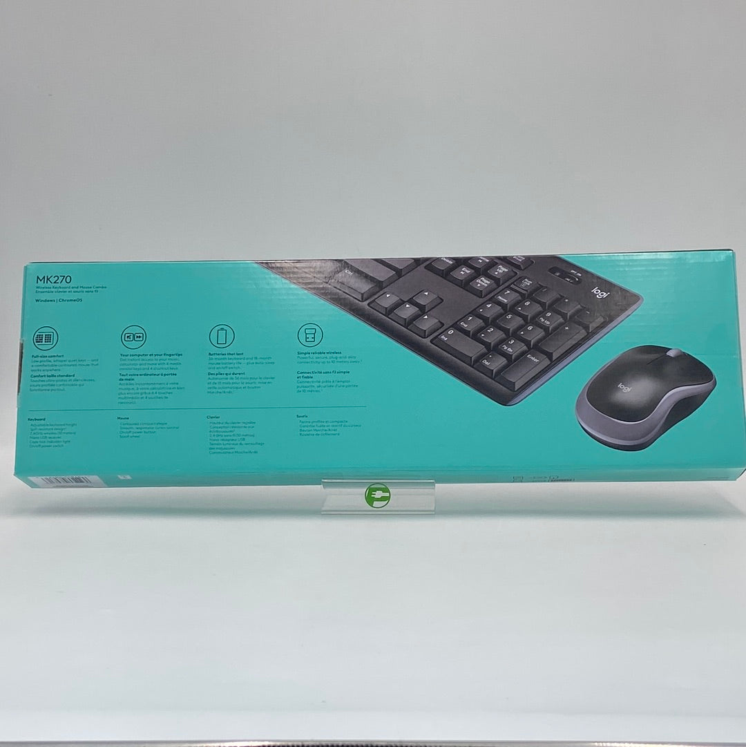 New Logitech Full Size Wireless Combo Wireless Keyboard and Mouse MK270