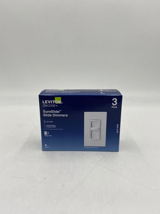 New LEVITON 6672-3PW Slide Dimmer