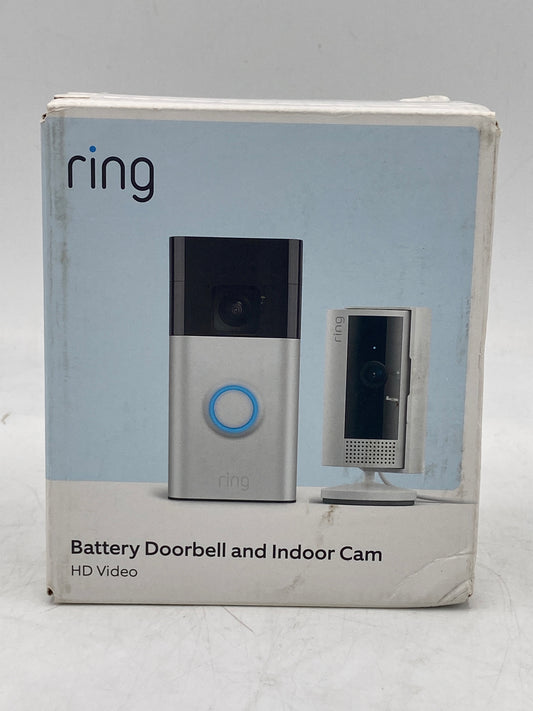New ring battery doorbell and indoor cam Home Security Camera (Satin Nickel)