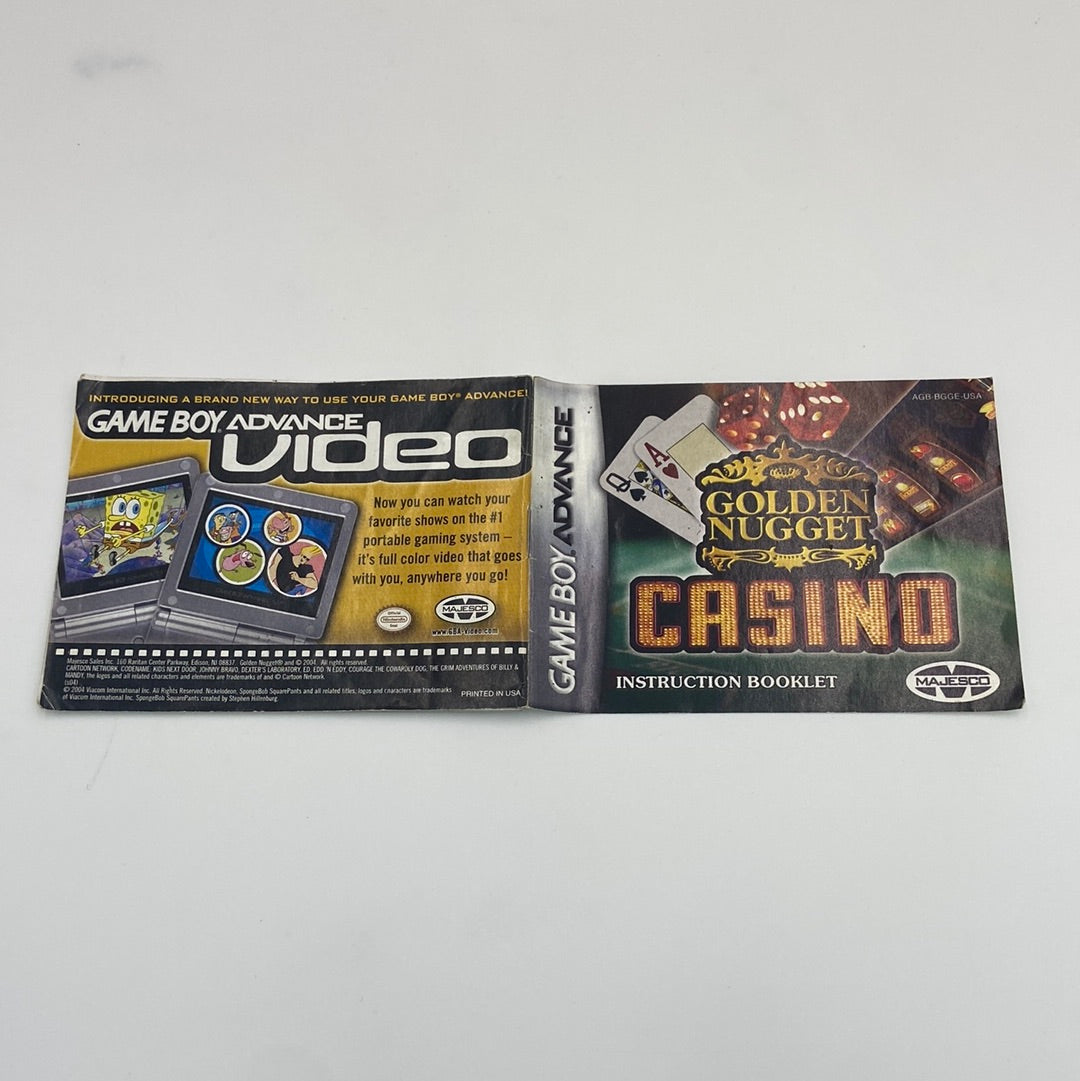 Golden Nugget Casino (Nintendo GameBoy Advance, 2004) Manual Only