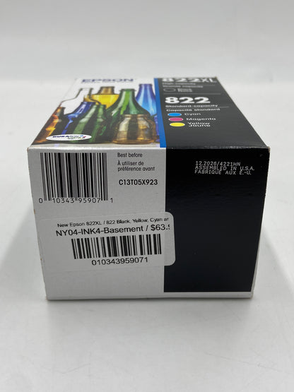 New Epson 822XL / 822 Black, Yellow, Cyan and Magenta Ink Cartridge