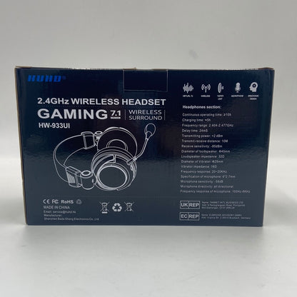 New HUHD Gaming 7.1 Wireless Headset Black HW-933UI