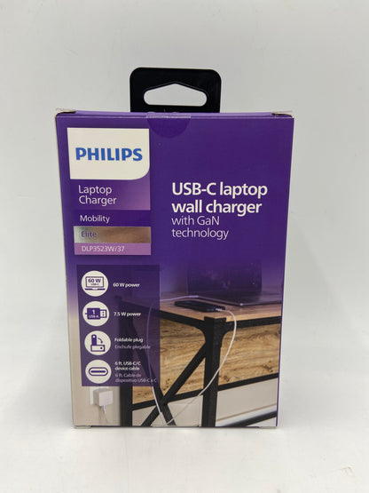 New PHILIPS USB-C LAPTOP WALL CHARGER W/ GAN TECHNOLOGY LAPTOP CHARGER 7143