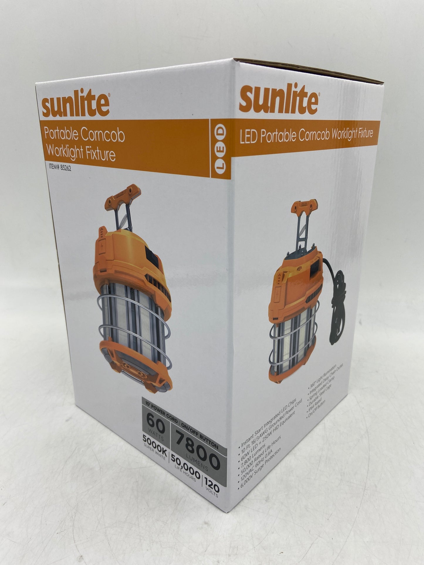 New Sunlite 60 Watts 7800 Lumens LED Portable Corncob Worklight Fixture 85262