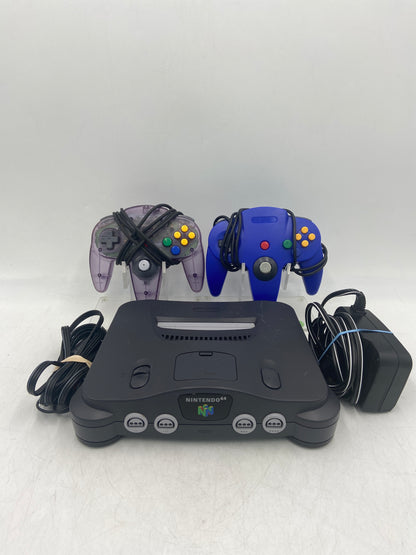 Nintendo N64 Console Gaming System NUS-001 Smoke/Clear Black With 2 Controllers and Wires
