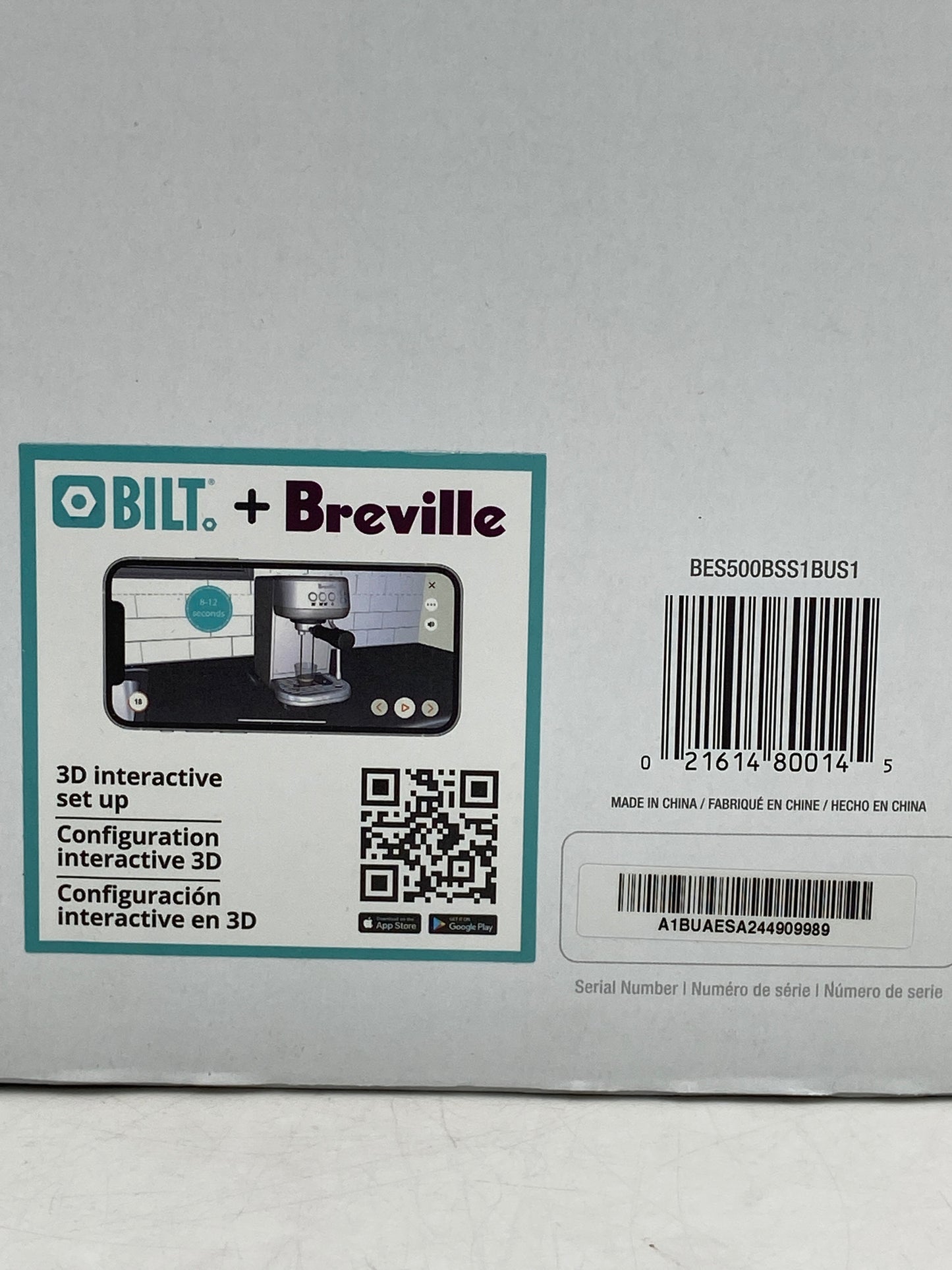 New Breville The Bambino Plus Stainless Steel Coffee Machine BES500 BSS/B
