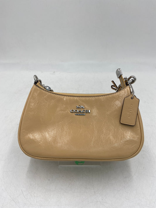 New Coach Teri Mini Crossbody Bag With Bows Crinkle Leather/Silver/Light Sand Designer Bag CDW68