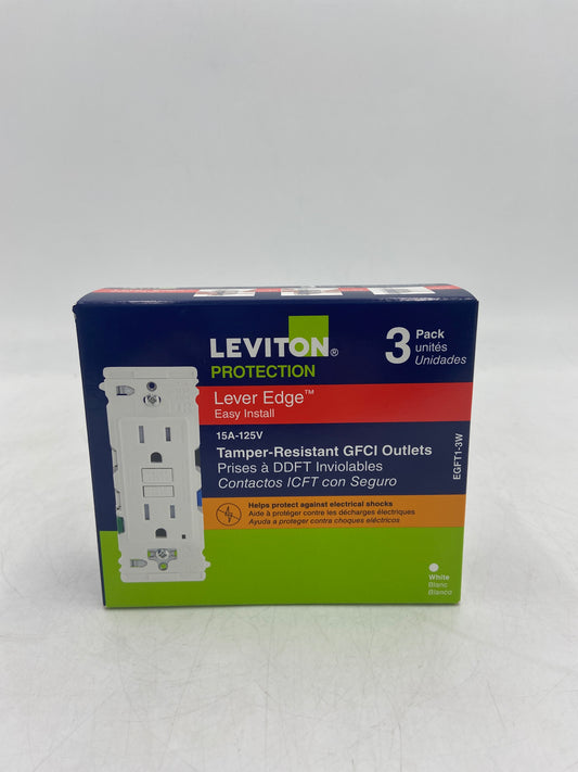 New Leviton 15A-125V Lever Edge Tamper-Resistant GFCI Outlets EGFT1-3W