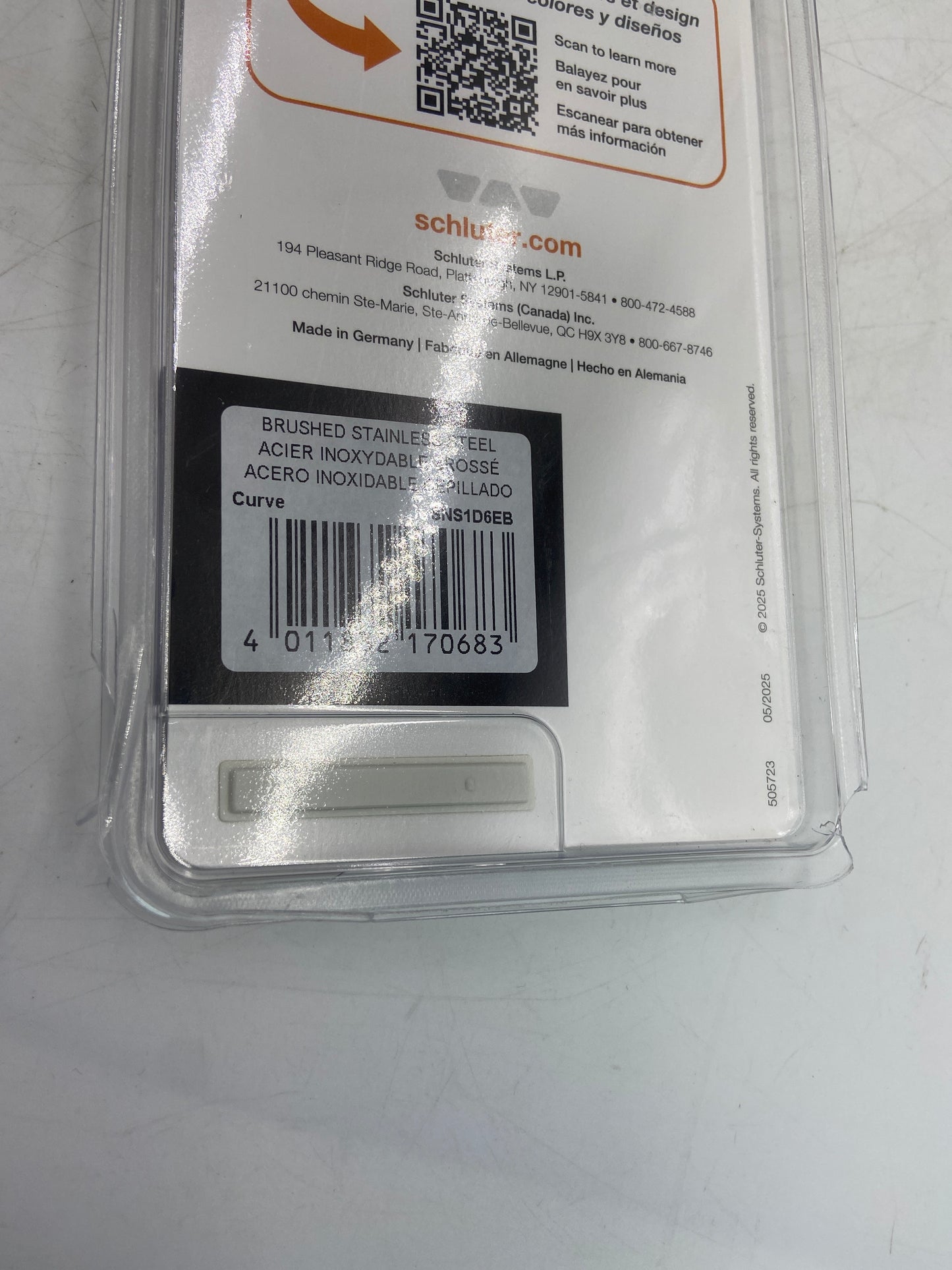 New Schluter Systems Brushed Stainless Steel Niche Shelf Center Shelf for Schluter Keri Board SNS1D6EB