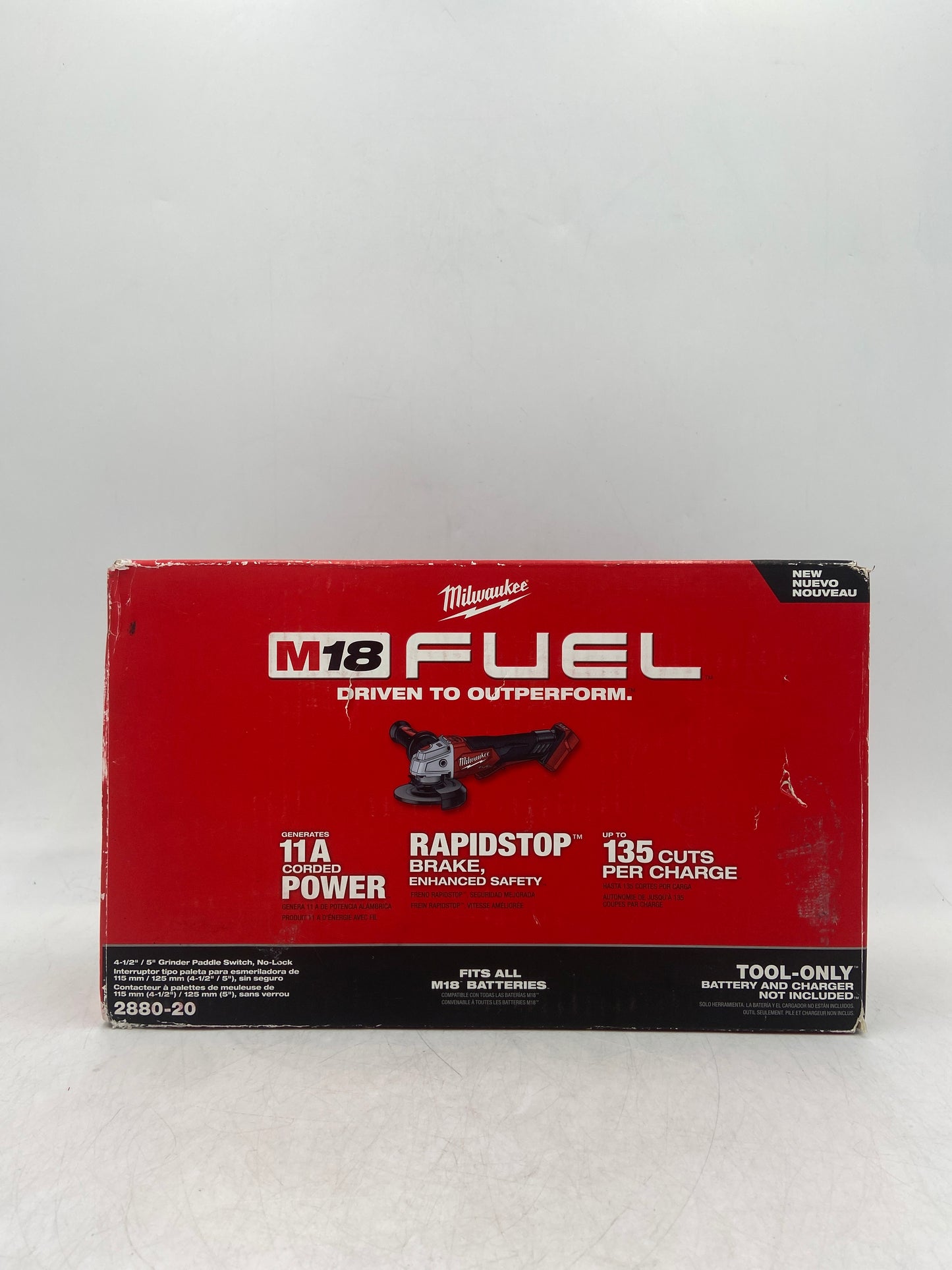 New Milwaukee 2880-20 M18 18V FUEL Cordless 4-1/2"/ 5" Grinder