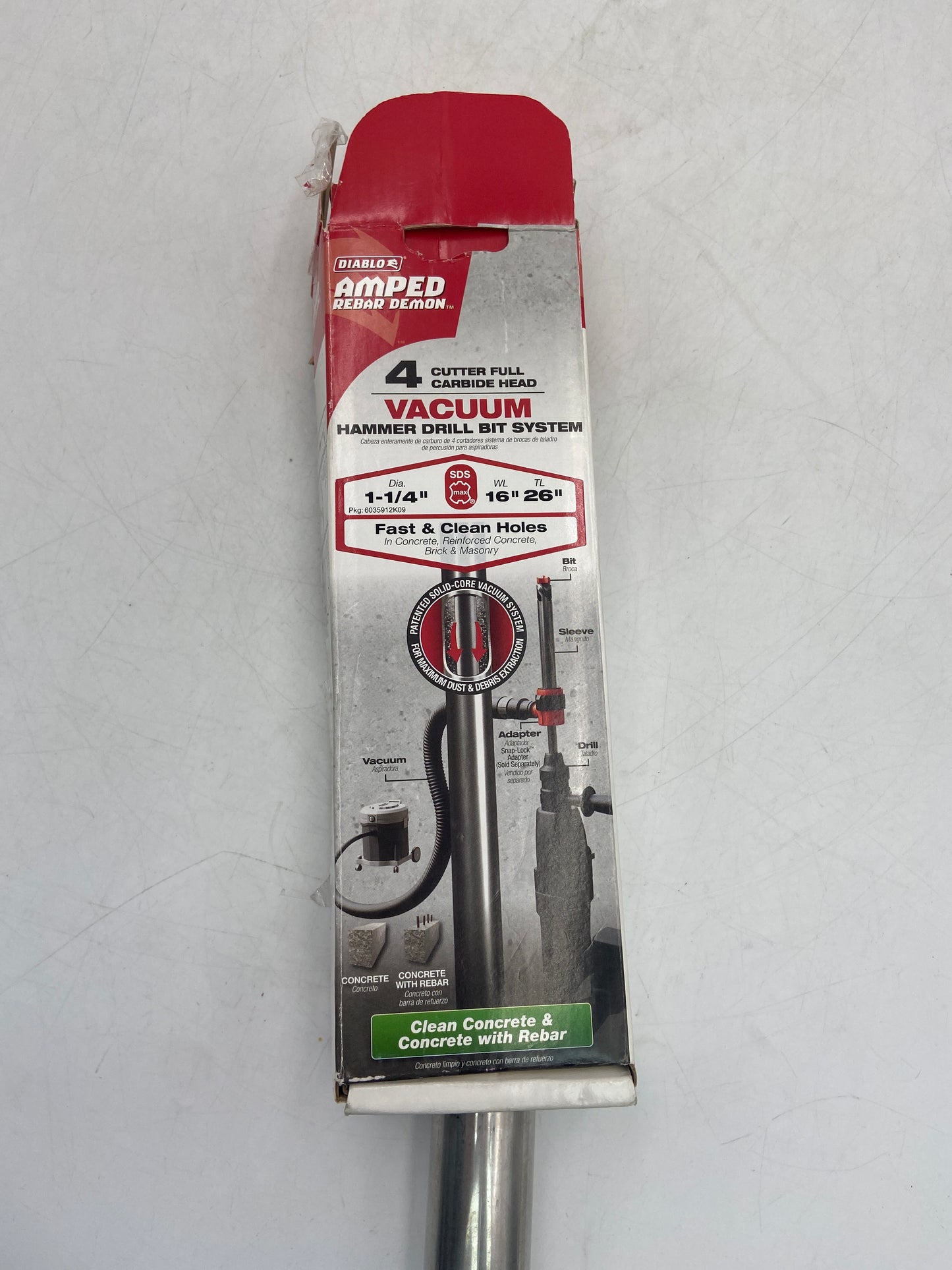 New Diablo Amped Rebar Demon 4 Cutter Full Carbide Head Vacuum Hammer Drill Bit 