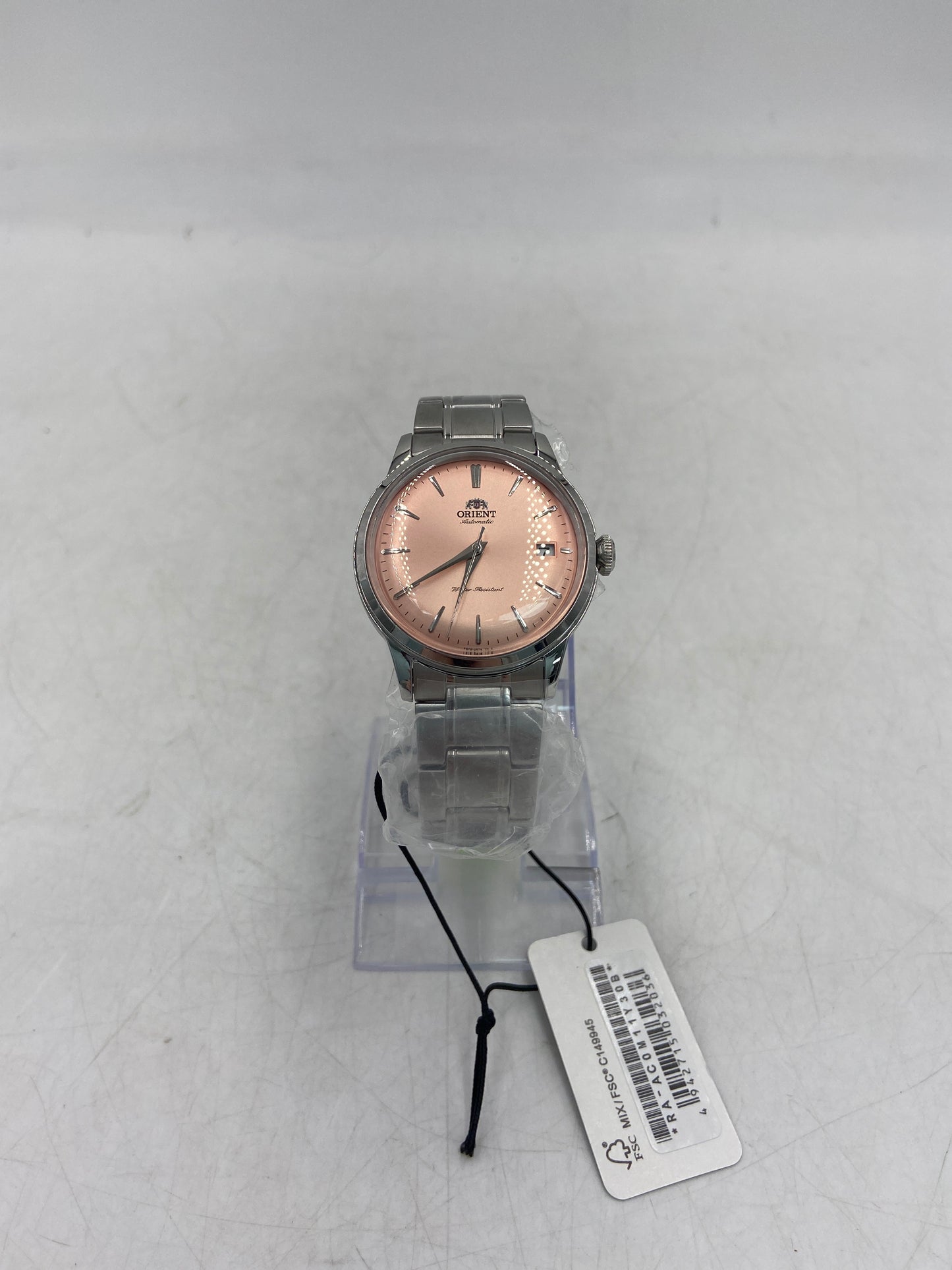 New Seiko Epson Orient Bambino Automatic Pink Dial Watch RA-AC0M11Y Stainless Steel Water Resistant Woman's Watch HAX-01V