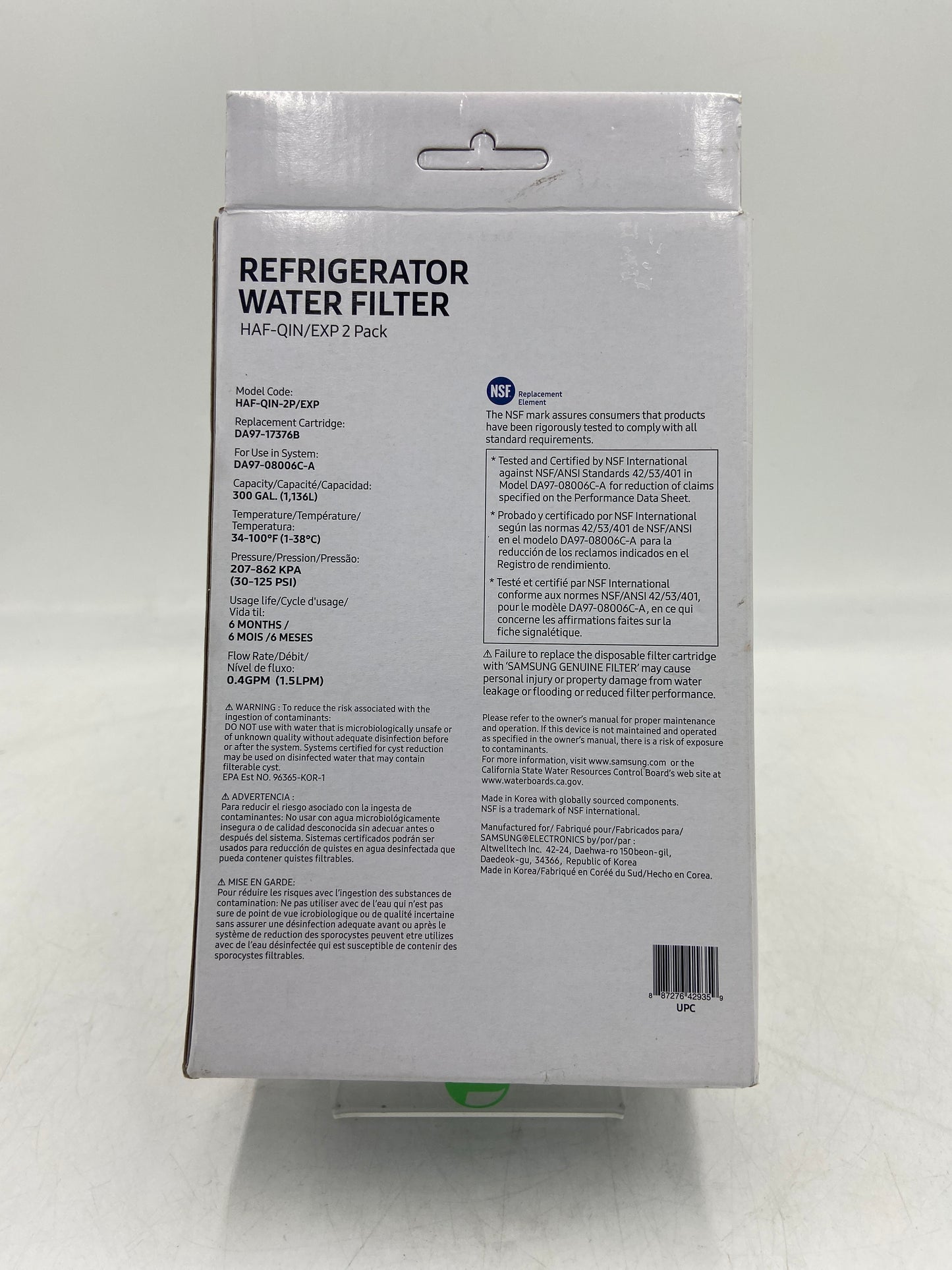 New Samsung Refrigerator Water Filter 2-Pack Refrigerator Water Filter HAF-QIN/EXP