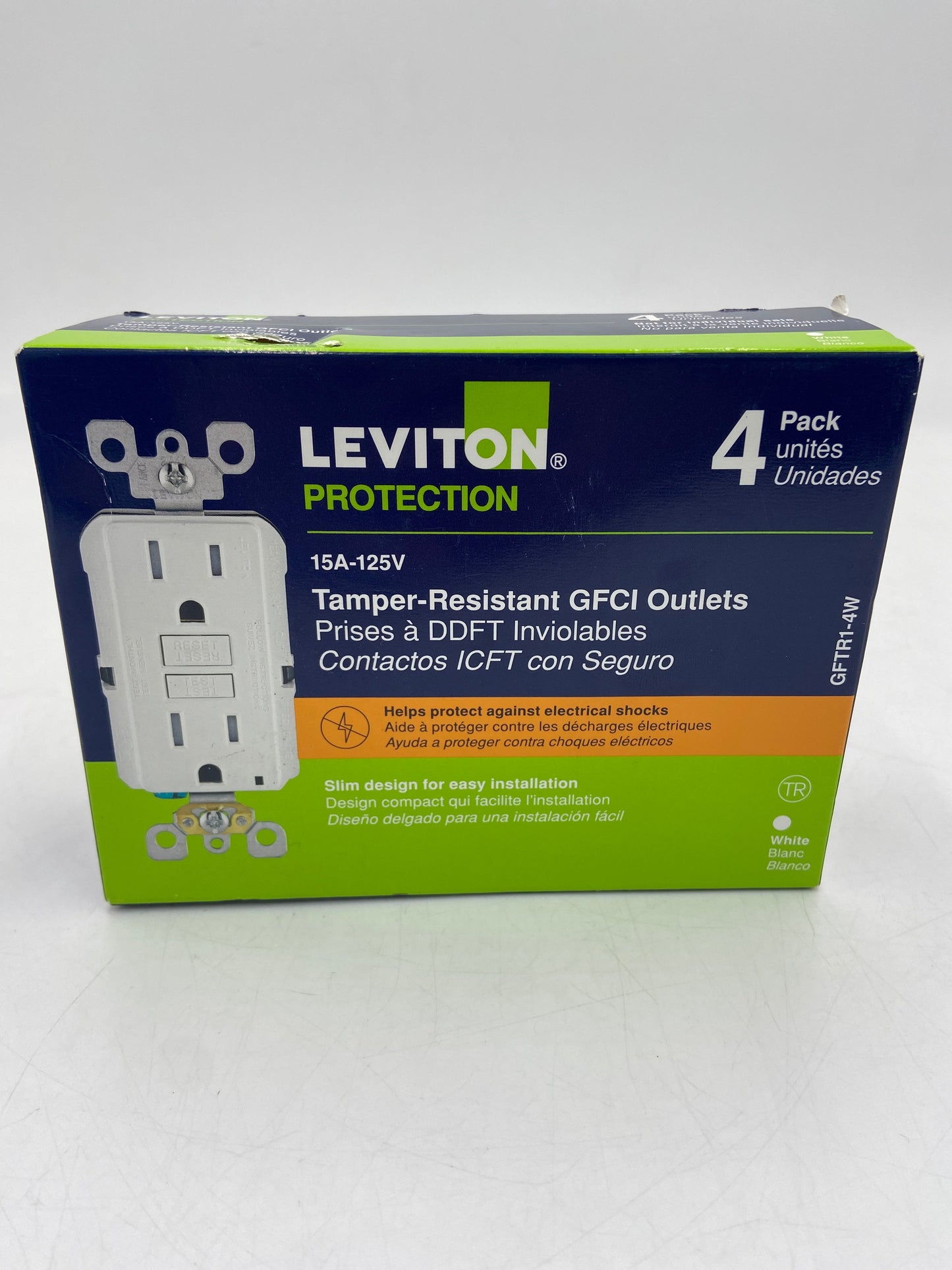 New LEVITON 15A-125V Outlet GFTR1-4W